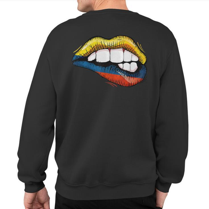 Sexy Biting Lips Colombia Flag Colombian Pride Sweatshirt Back Print