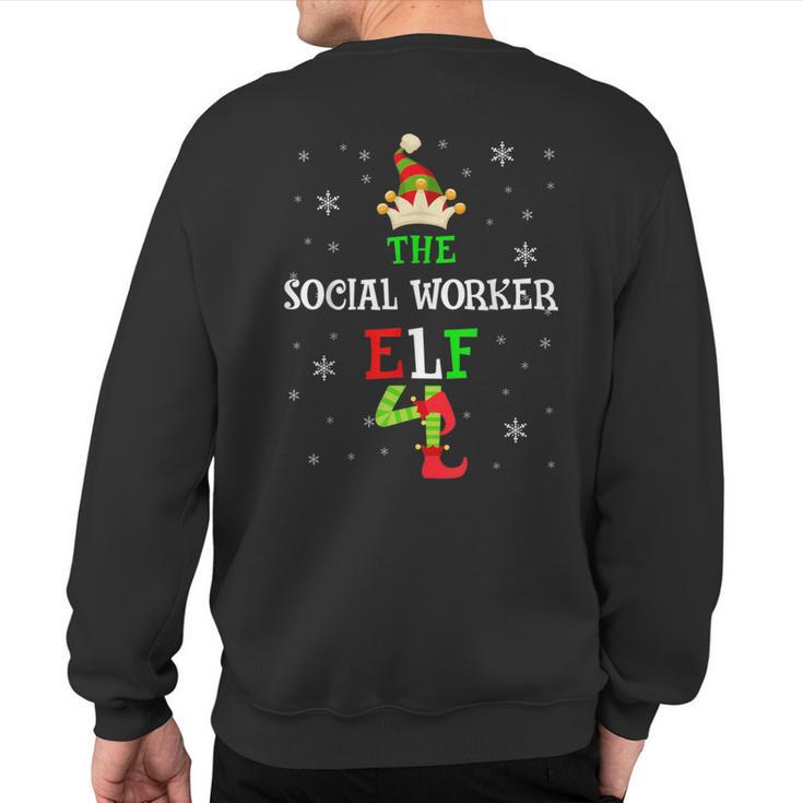 The Social Worker Elf Christmas Elf Matching Family Group Sweatshirt Back Print