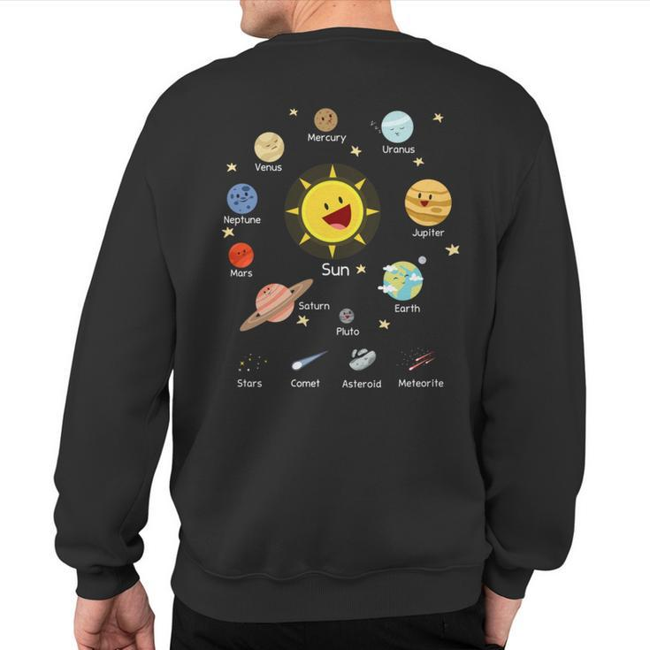 Solar System With Sun Planets Comets And Earth Sweatshirt Back Print