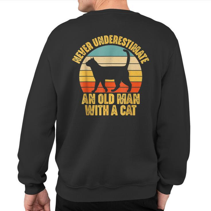Never Underestimate An Old Man With A Cat Lover Vintage Sweatshirt Back Print