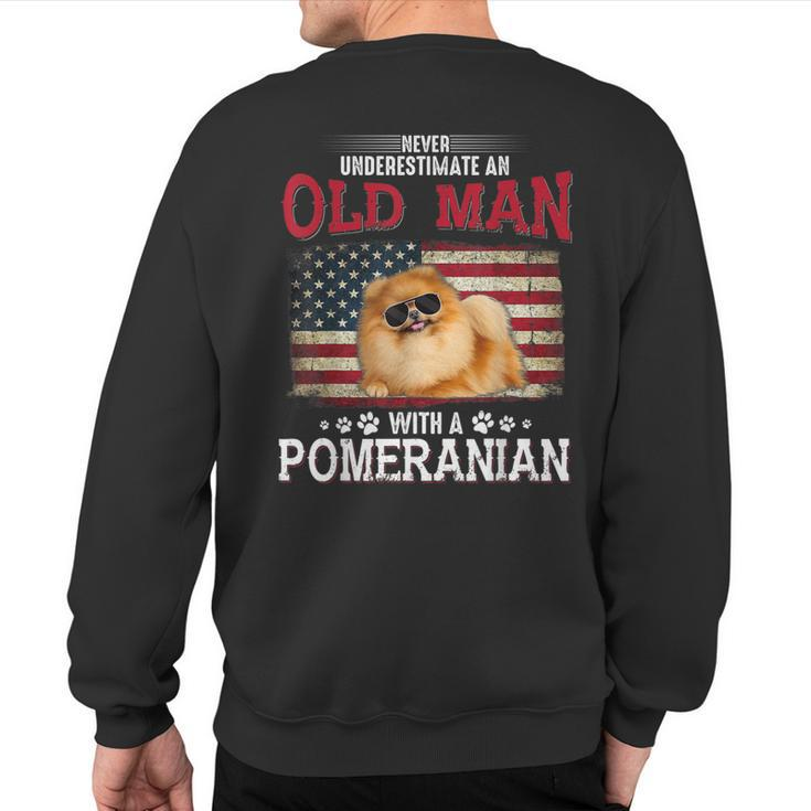 Never Underestimate An Old Man With A Pomeranian Costume Sweatshirt Back Print