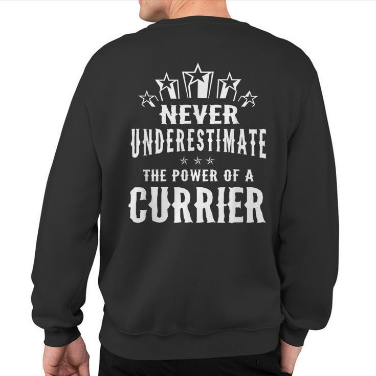 Never Underestimate The Power Of A Currier Sweatshirt Back Print