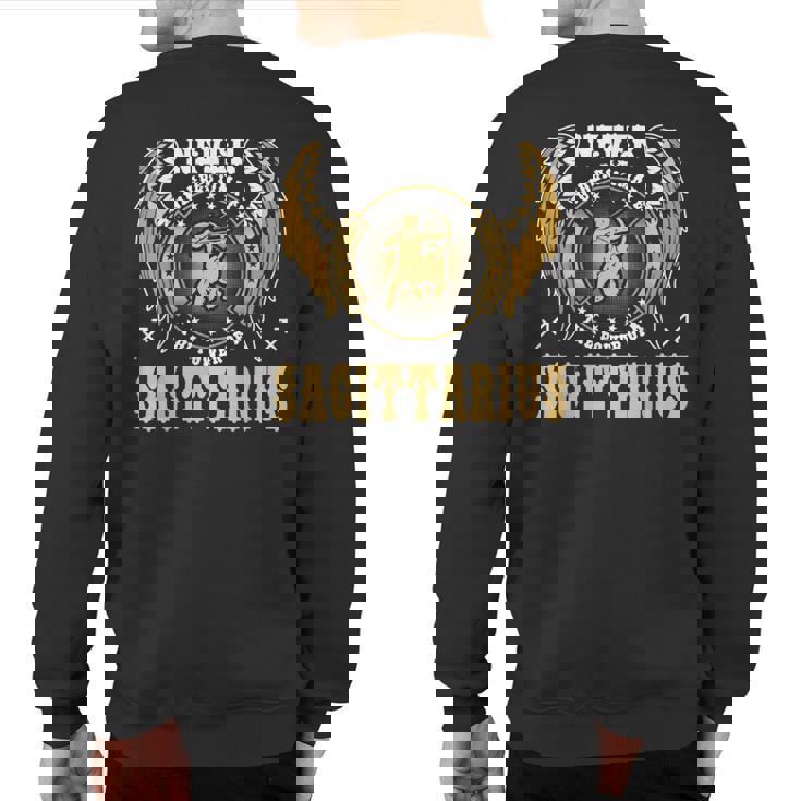 Never Underestimate The Power Of A Sagittarius Zodiac Sweatshirt Back Print