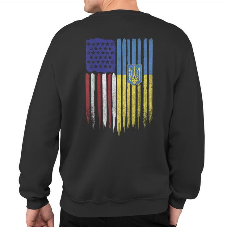 Usa Ukraine Ukrainian Flag Trident Roots Sweatshirt Back Print