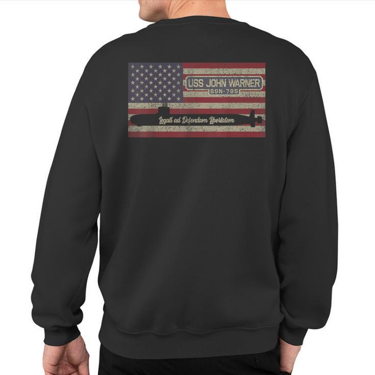Uss John Warner Ssn-785 Submarine Usa American Flag Sweatshirt Back Print