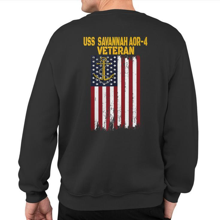 Uss Savannah Aor-4 Replenishment Oiler Ship Veterans Day Sweatshirt Back Print