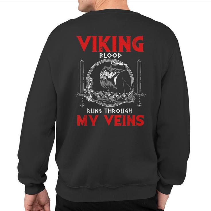 Viking Blood Runs Through My Veins Viking Odin Sweatshirt Back Print