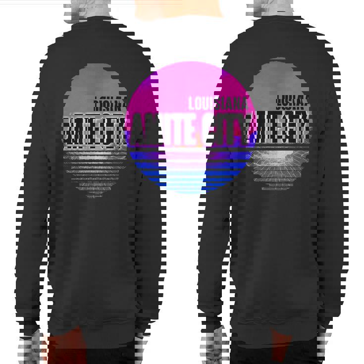 Vintage Amite City Vaporwave Louisiana Sweatshirt Back Print