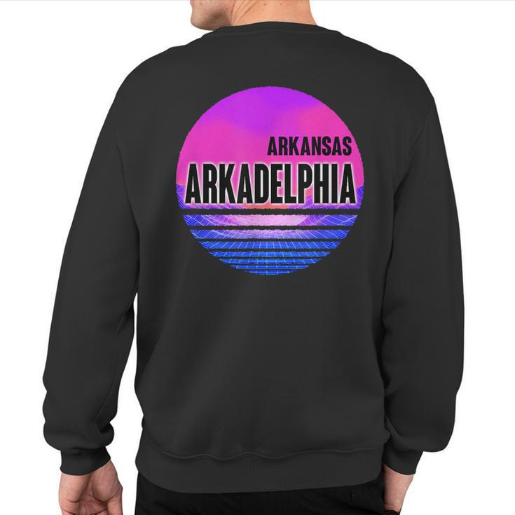 Vintage Arkadelphia Vaporwave Arkansas Sweatshirt Back Print