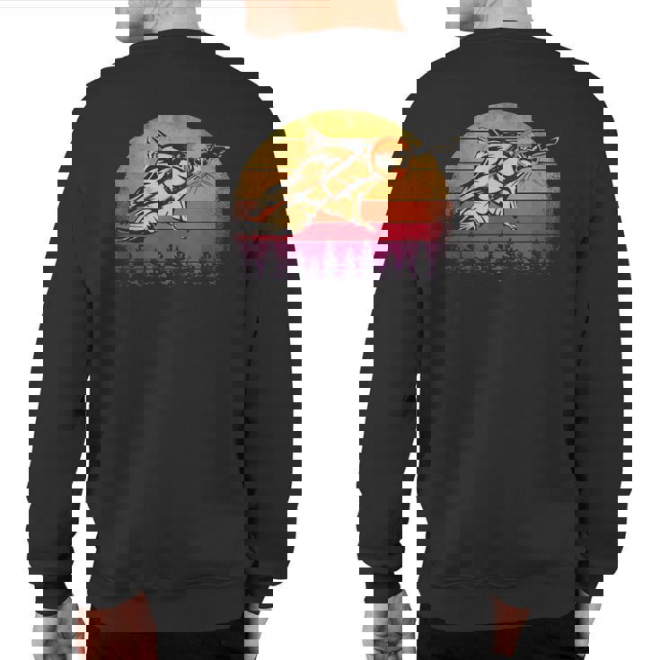 Vintage Sunset Squirrel Flying On Retro Sweatshirt Back Print