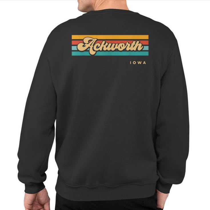 Vintage Sunset Stripes Ackworth Iowa Sweatshirt Back Print