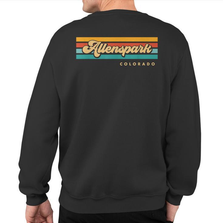 Vintage Sunset Stripes Allenspark Colorado Sweatshirt Back Print