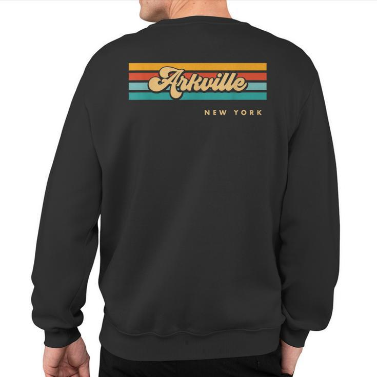 Vintage Sunset Stripes Arkville New York Sweatshirt Back Print