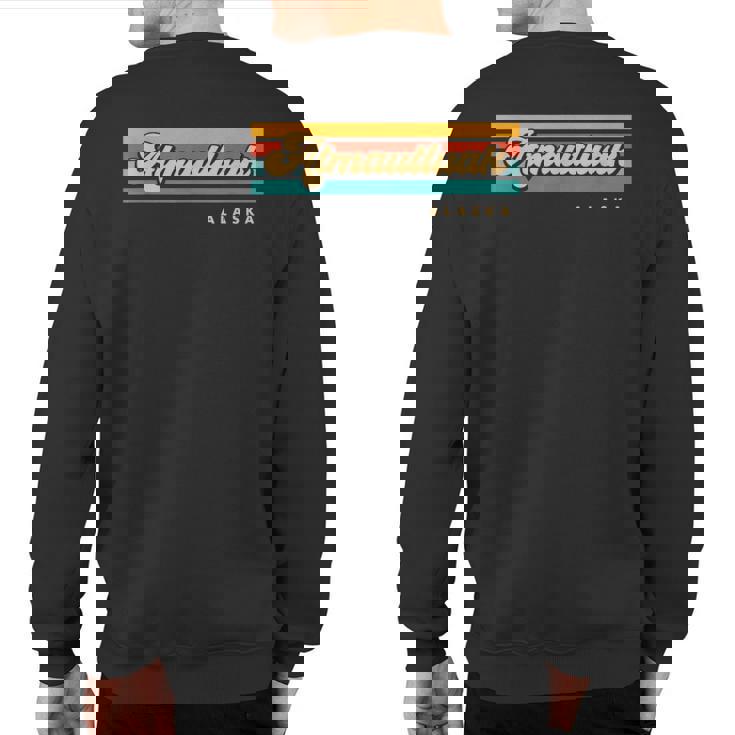 Vintage Sunset Stripes Atmautluak Alaska Sweatshirt Back Print