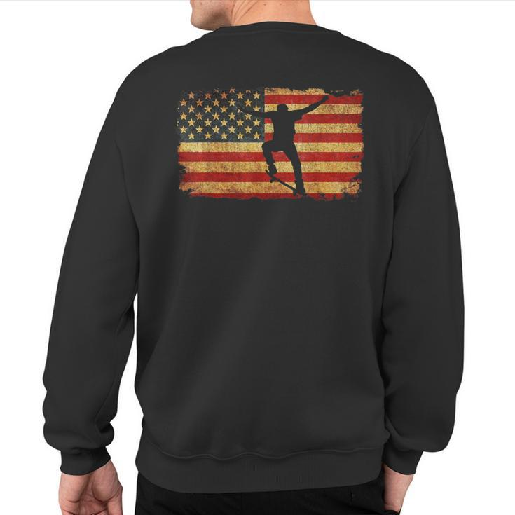 Vintage Us Flag Skateboarding T Retro Skateboard Sweatshirt Back Print