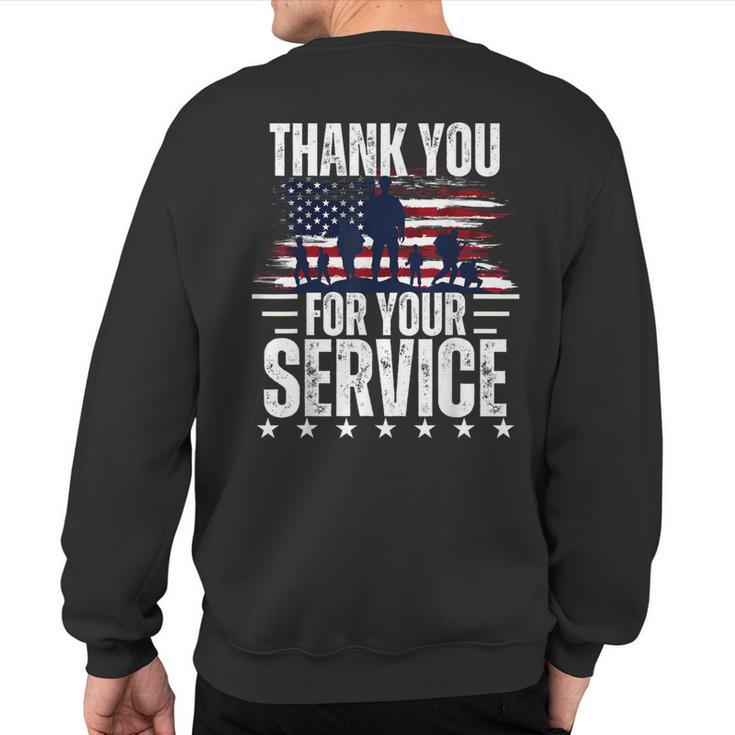 Vintage Veteran Thank You For Your Service Veteran's Day Sweatshirt Back Print