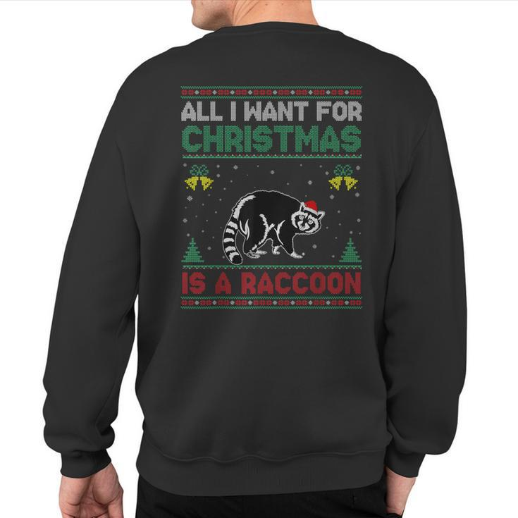 All I Want For Christmas Is A Raccoon Ugly Sweater Sweatshirt Back Print
