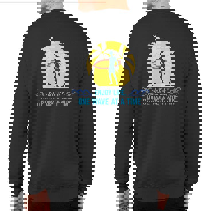 Wave Riding Windsurfer With Surfboard Sweatshirt Back Print