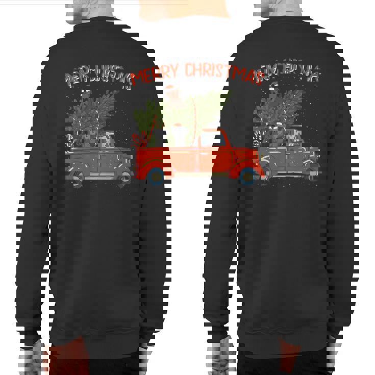 Whippet Xmas Vintage Red Pickup Retro Truck Sweatshirt Back Print