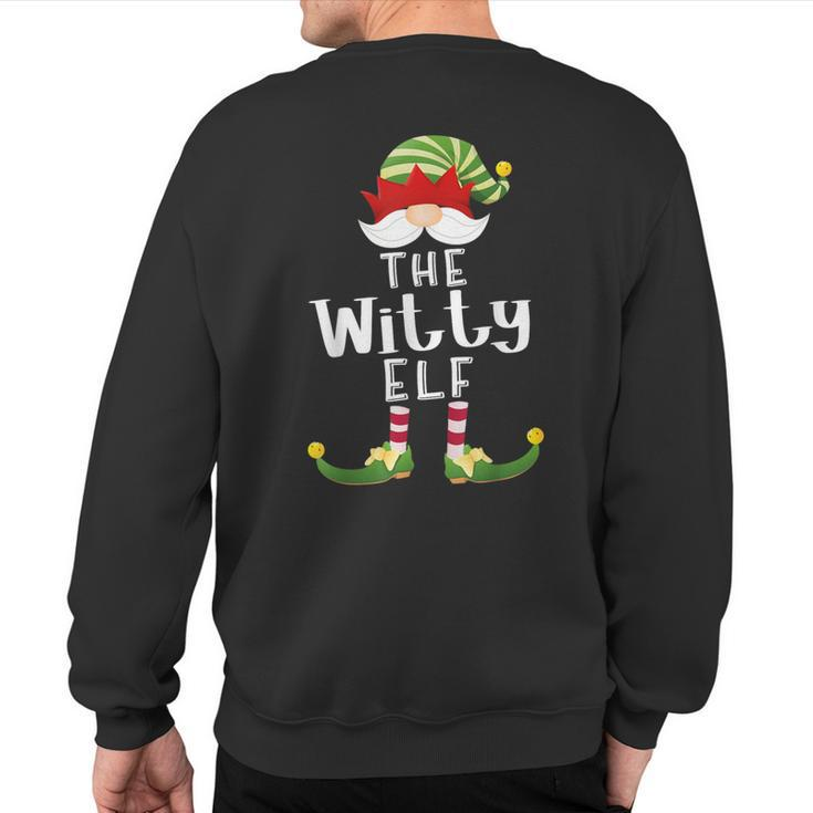 Witty Elf Group Christmas Pajama Party Sweatshirt Back Print
