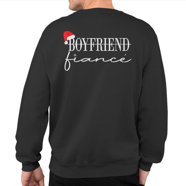 Xmas Boyfriend Fiance Christmas Newly Engaged Couple Pajamas Sweatshirt Back Print