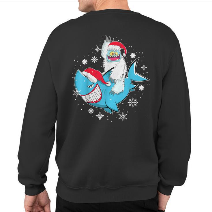 Yeti To Party Shark Santa Hat Christmas Pajama Xmas Sweatshirt Back Print