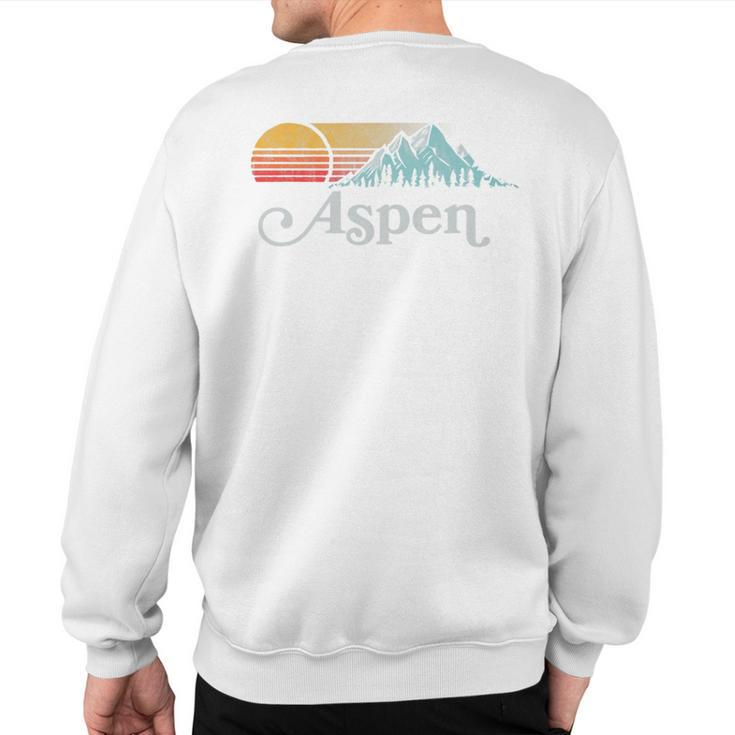 Aspen Colorado Vintage Mountain Sunset Eighties Retro Sweatshirt Back Print