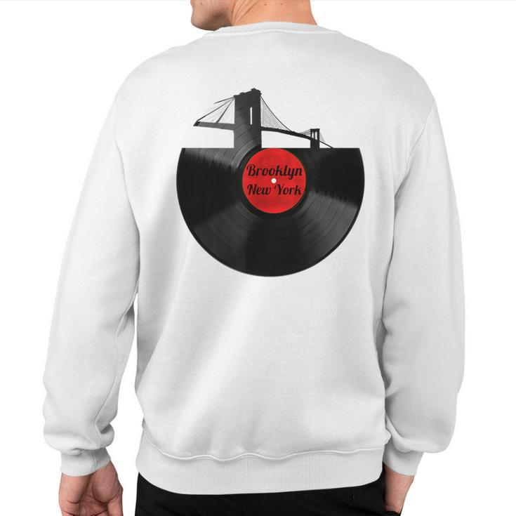 Brooklyn Bridge New York Vinyl Record Retro Hipster Sweatshirt Back Print