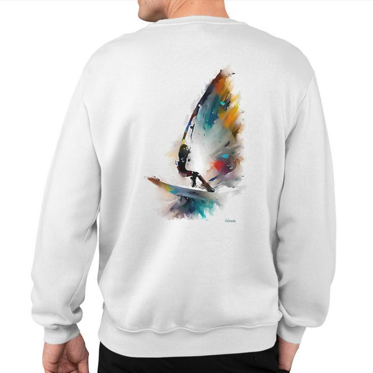 Cool Windsurfer On A Surfboard Riding The Waves Of The Ocean Sweatshirt Back Print