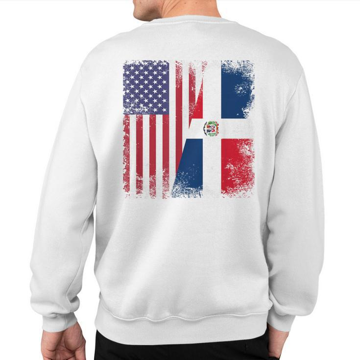 Half Dominican Flag Vintage Usa Sweatshirt Back Print