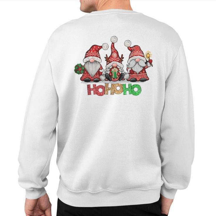 Ho Ho Ho Merry Christmas Santa Claus Gnome Reindeer Holidays Sweatshirt Back Print