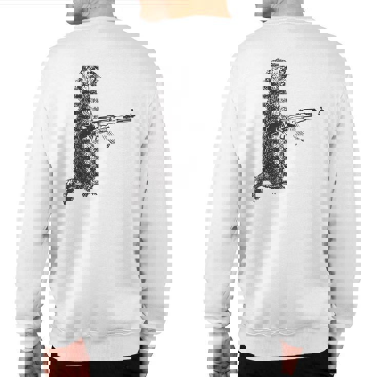 Hunting Woodchuck Ak-47 Gun Groundhog Sweatshirt Back Print