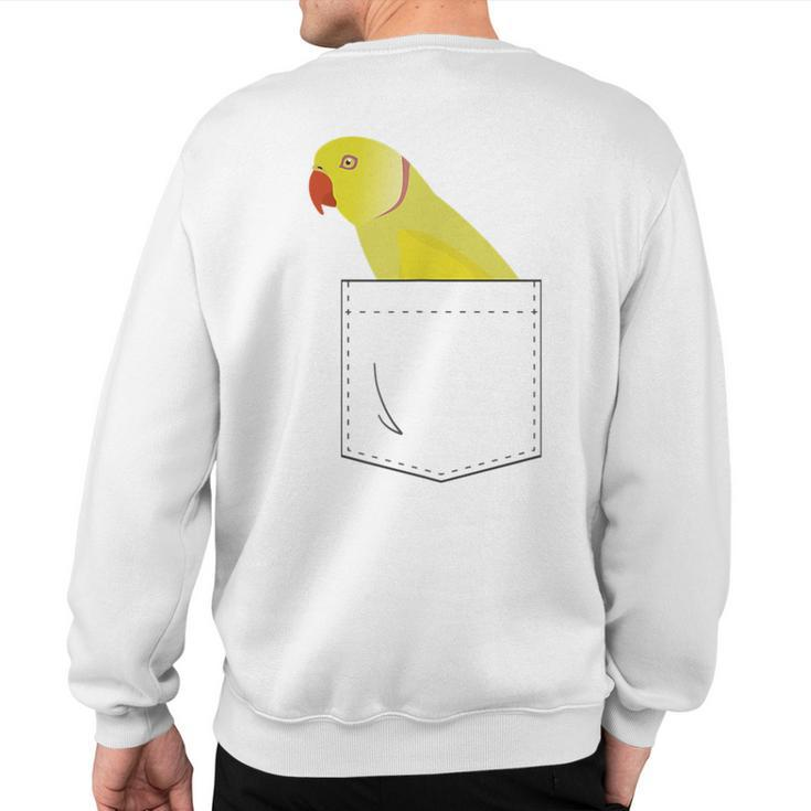 Indian Ringneck Parakeet Parrot Fake Pocket Sweatshirt Back Print