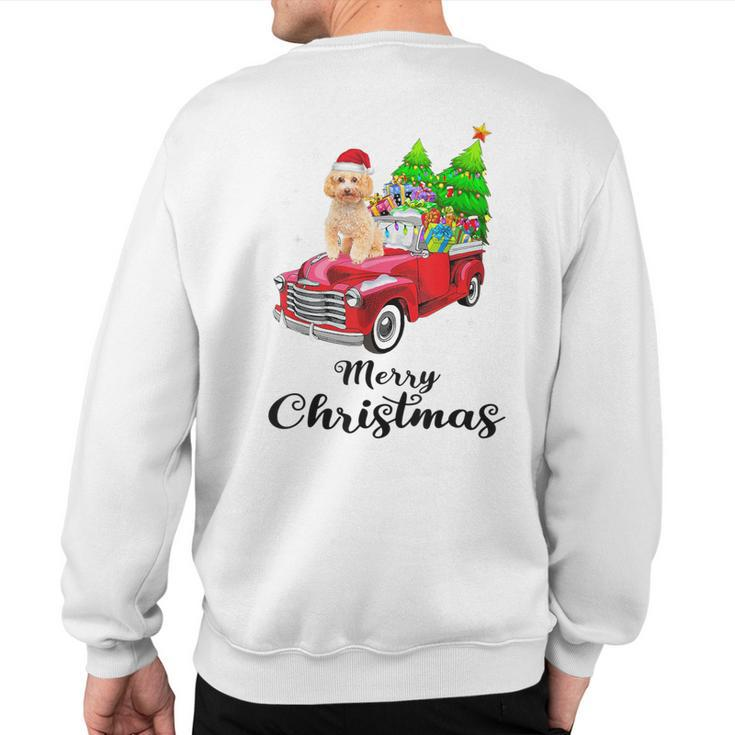 Poodle Ride Red Truck Christmas Pajama Sweatshirt Back Print