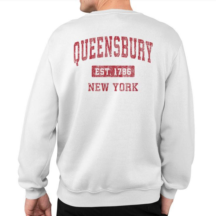 Queensbury New York Ny Vintage Sports Red Sweatshirt Back Print