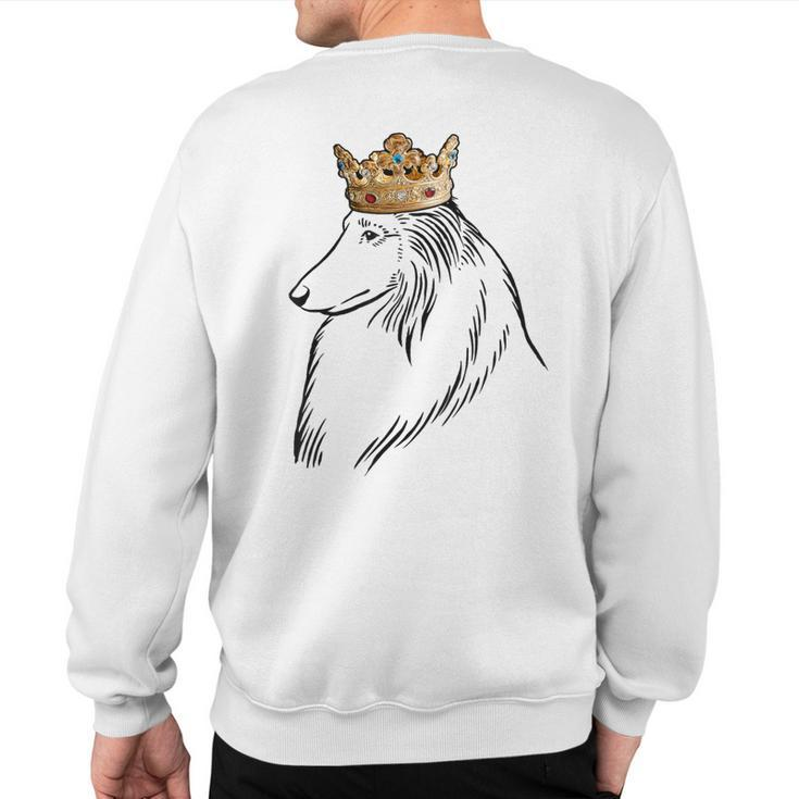 Rough Collie Dog Wearing Crown Sweatshirt Back Print