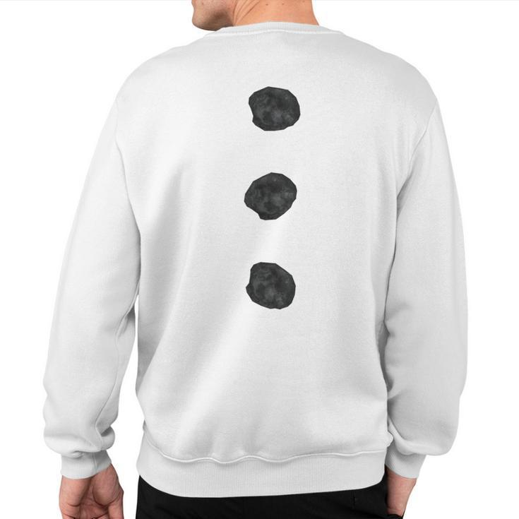Snowman Costume Three Black Buttons On White Sweatshirt Back Print