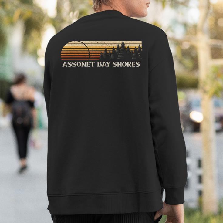 Assonet Bay Shores Ma Vintage Evergreen Sunset Eighties Sweatshirt Back Print