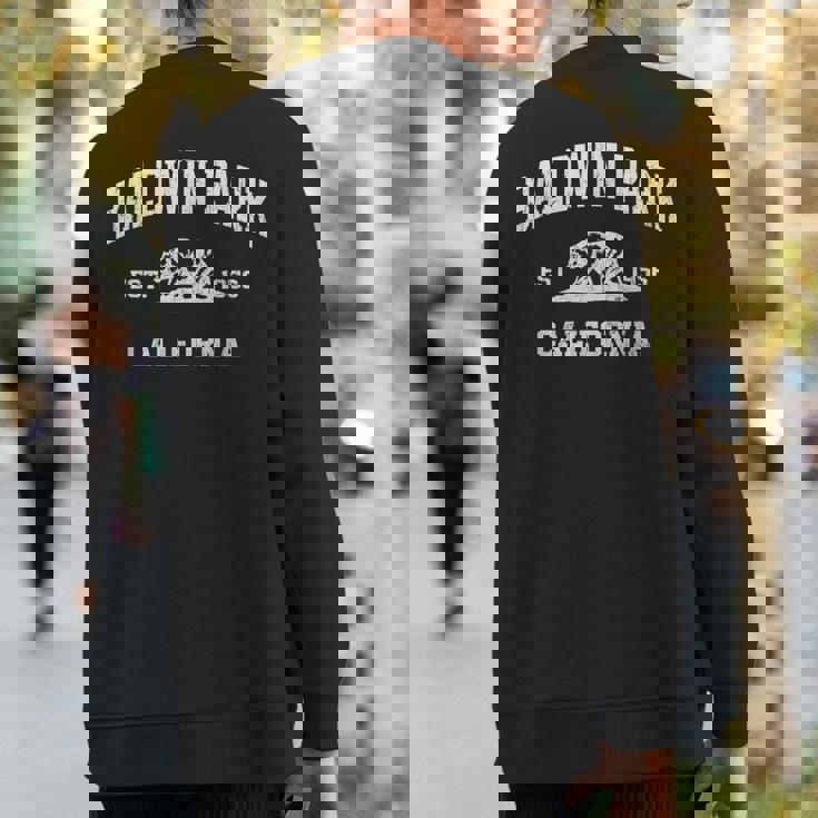 Baldwin Park California Ca Vintage State Athletic Style Sweatshirt Back Print
