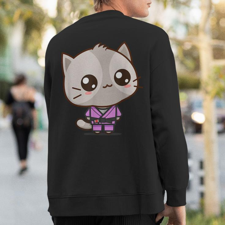 Brazilian Jiu Jitsu Black Belt Combat Sport Cute Kawaii Cat Sweatshirt Back Print