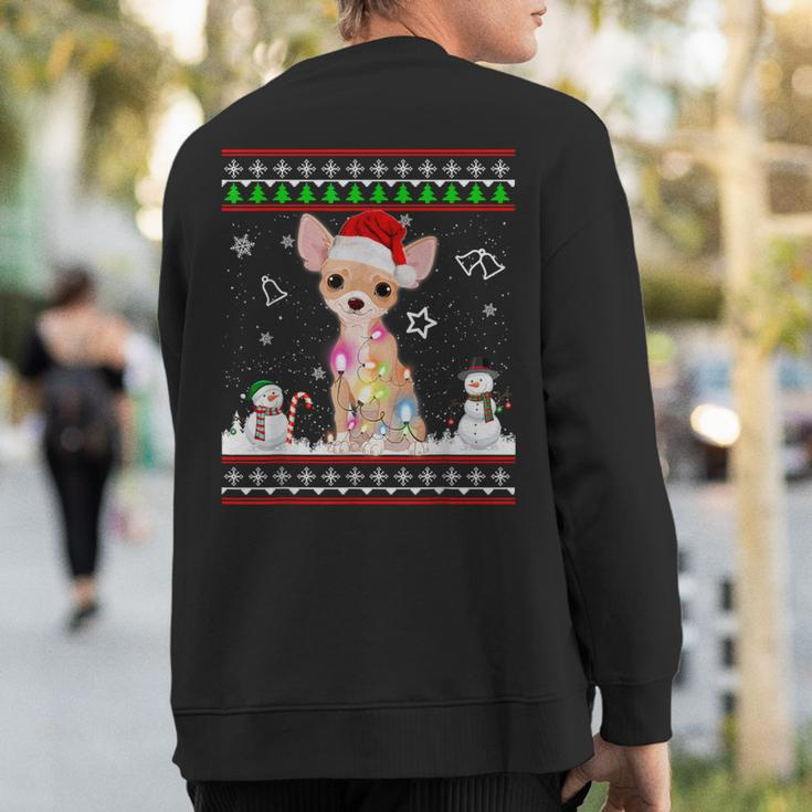 Chihuahua Christmas Dog Light Ugly Sweater Short Sleeve Sweatshirt Back Print