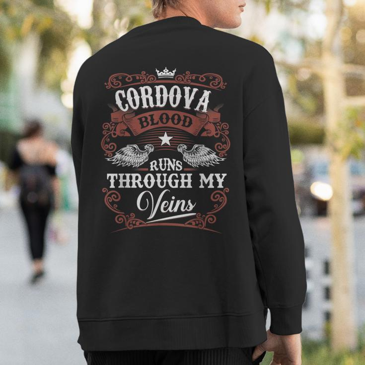 Cordova Blood Runs Through My Veins Family Name Vintage Sweatshirt Back Print