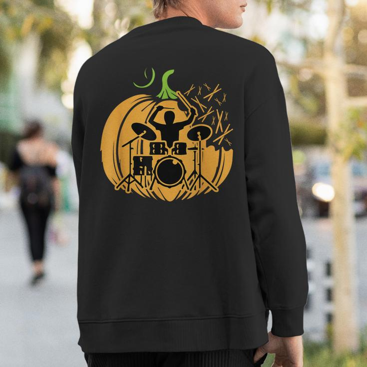 Drum-Mer Pumpkin Band Rock Music Lover Cool Musician Sweatshirt Back Print