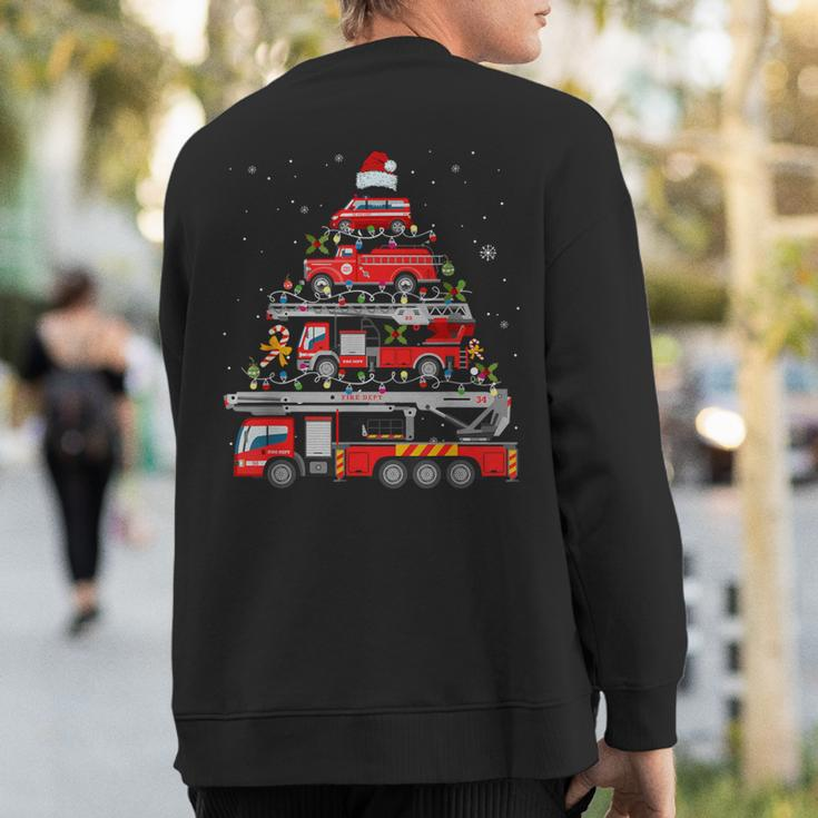 Firefighter Fire Truck Christmas Tree Lights Santa Fireman Sweatshirt Back Print