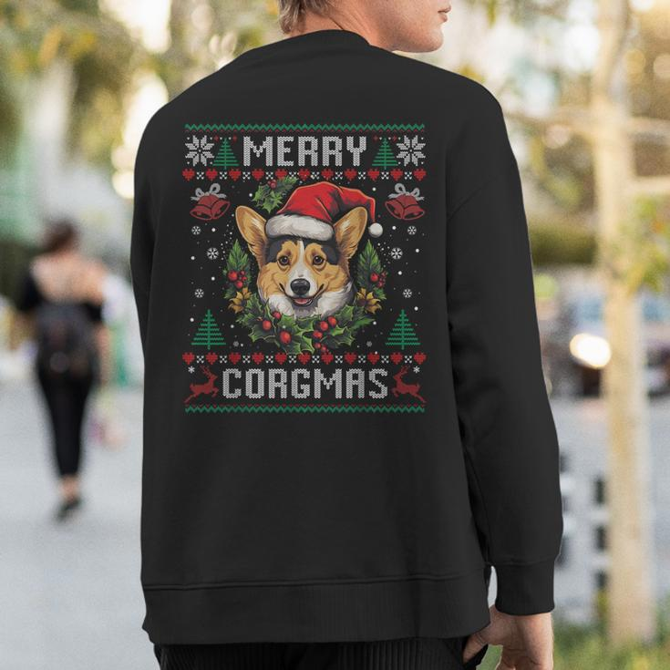 Merry Corgmas Ugly Sweater Corgi Christmas Dog Lover Sweatshirt Back Print
