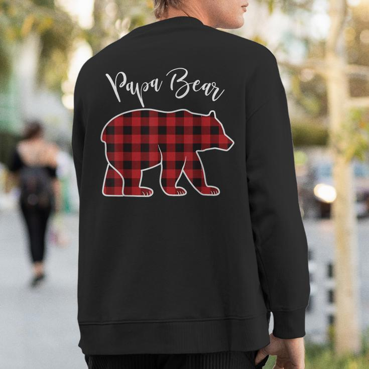 Papa Bear Pajama Red Buffalo Xmas Family Christmas Sweatshirt Back Print