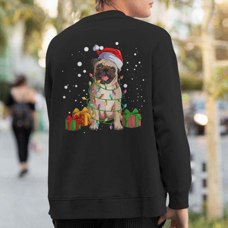 Pug Christmas Tree Lights Santa Dog Xmas Boys Pugmas Sweatshirt Back Print