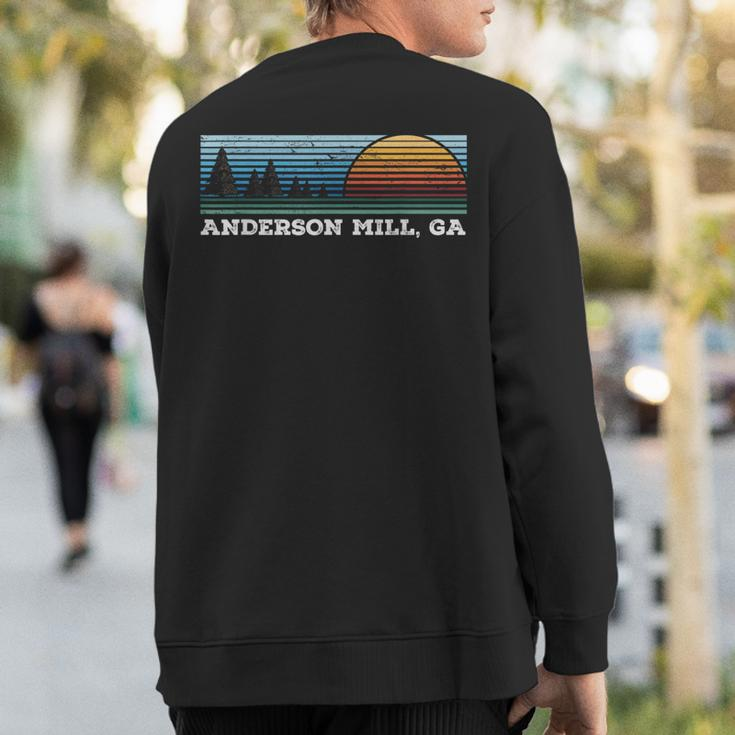 Retro Sunset Stripes Anderson Mill Georgia Sweatshirt Back Print