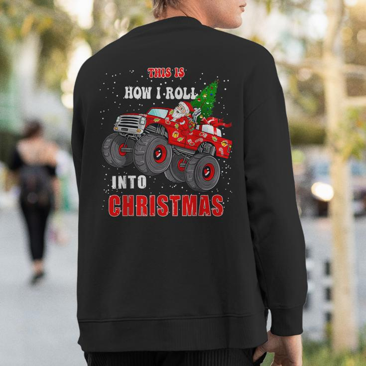 Santa Claus Monster Truck Boys Christmas Xmas Sweatshirt Back Print