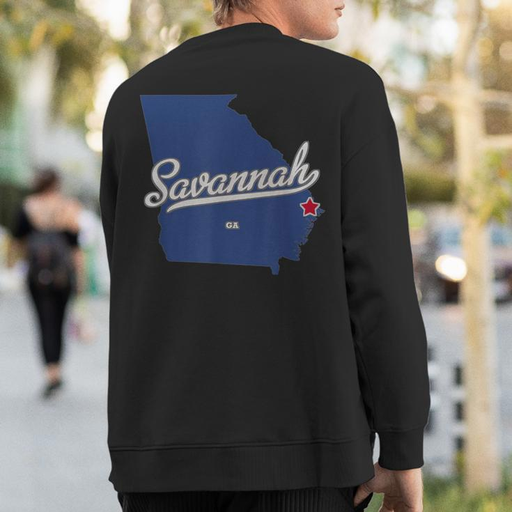 Savannah Georgia Ga Map Sweatshirt Back Print